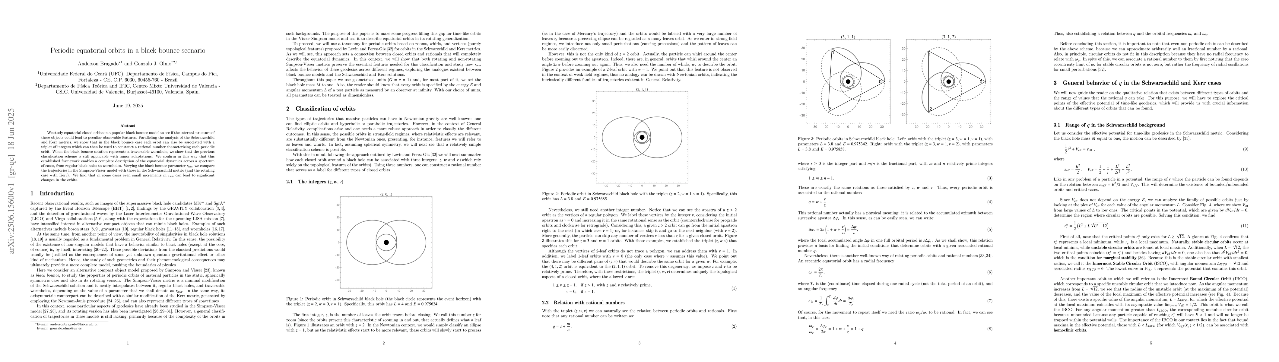 Thumbnail for Periodic equatorial orbits in a black bounce scenario