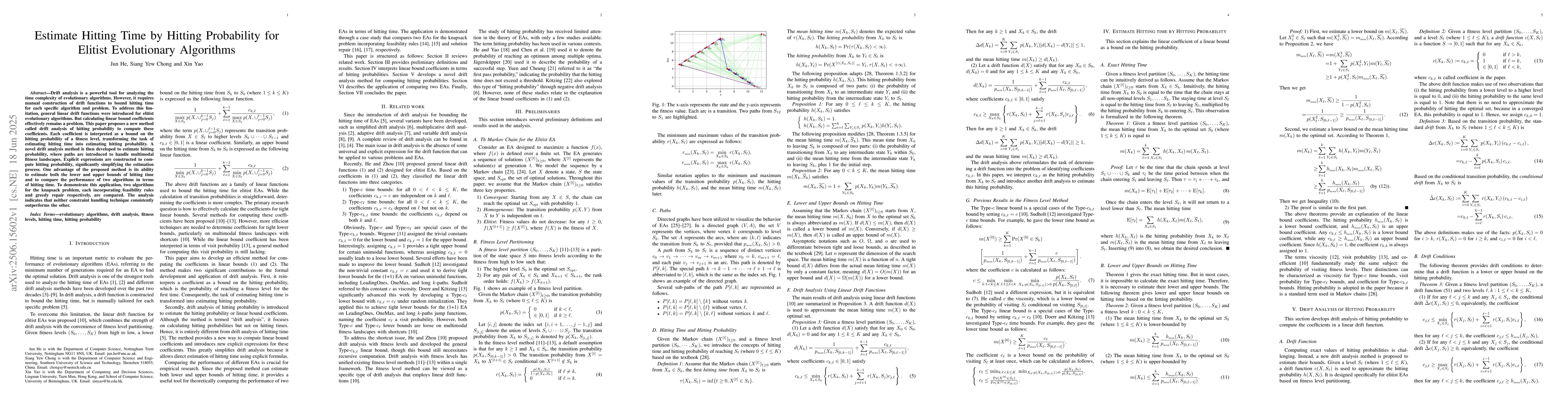 Thumbnail for Estimate Hitting Time by Hitting Probability for Elitist Evolutionary
  Algorithms
