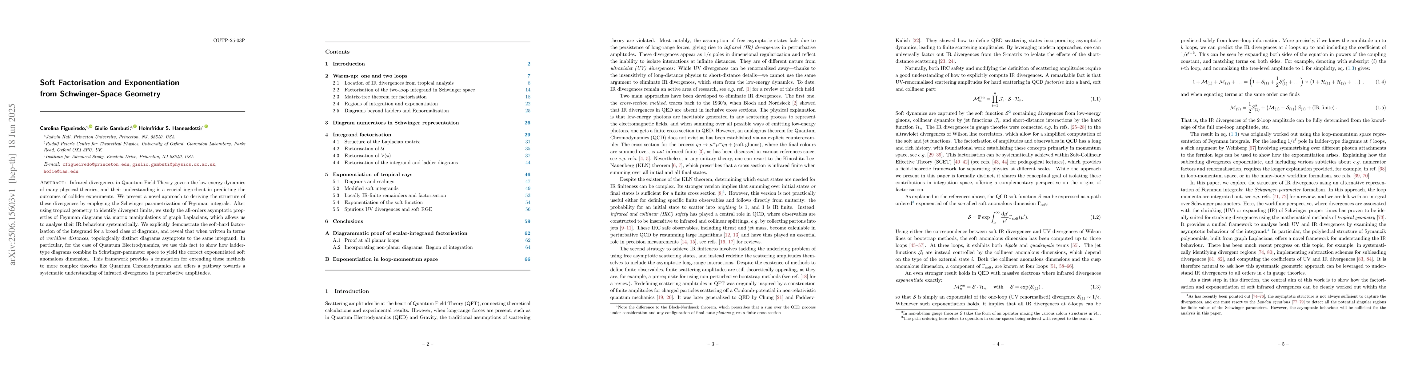 Thumbnail for Soft Factorisation and Exponentiation from Schwinger-Space Geometry