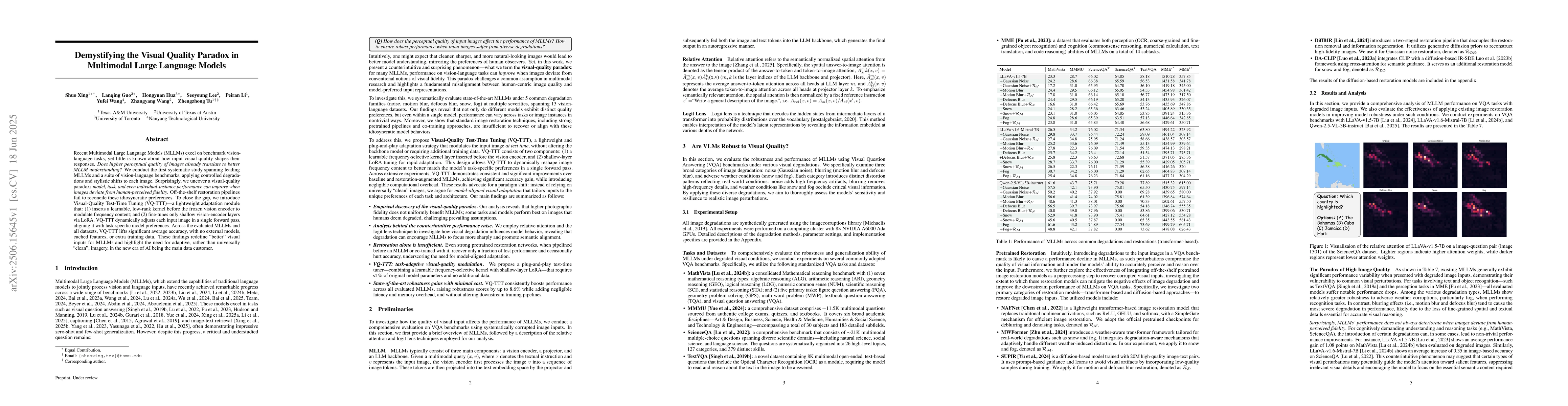 Thumbnail for Demystifying the Visual Quality Paradox in Multimodal Large Language
  Models