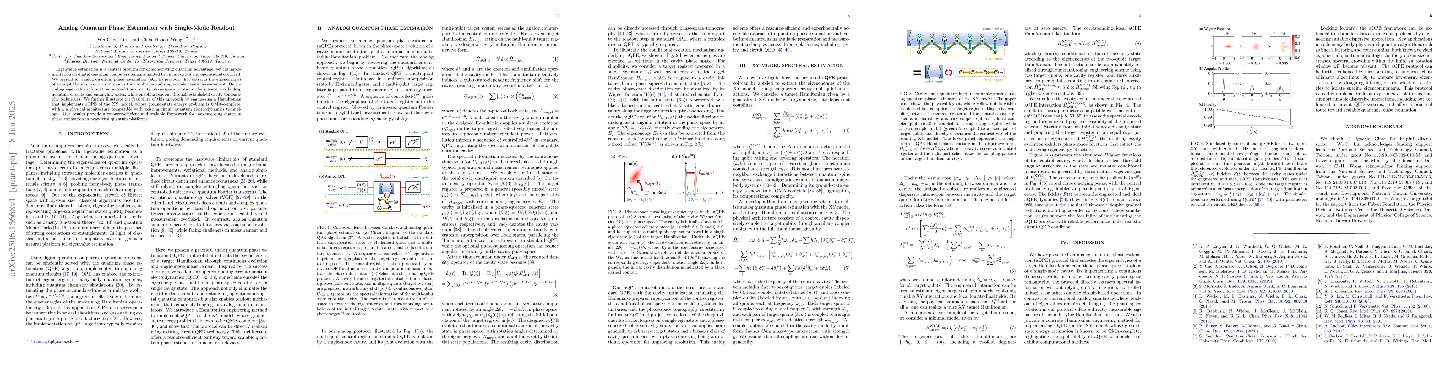 Thumbnail for Analog Quantum Phase Estimation with Single-Mode Readout
