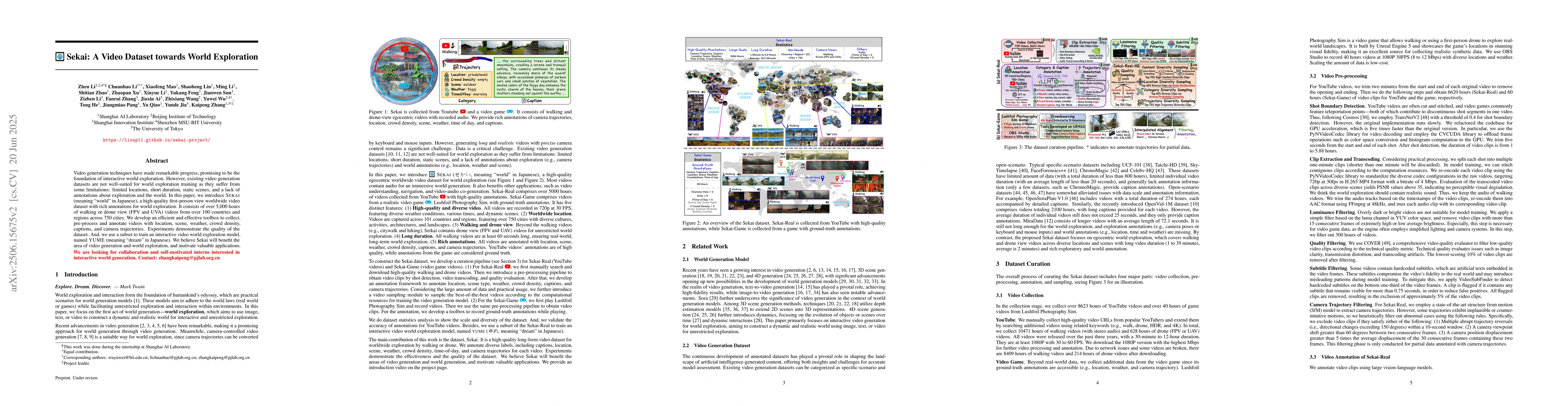 Thumbnail for Sekai: A Video Dataset towards World Exploration