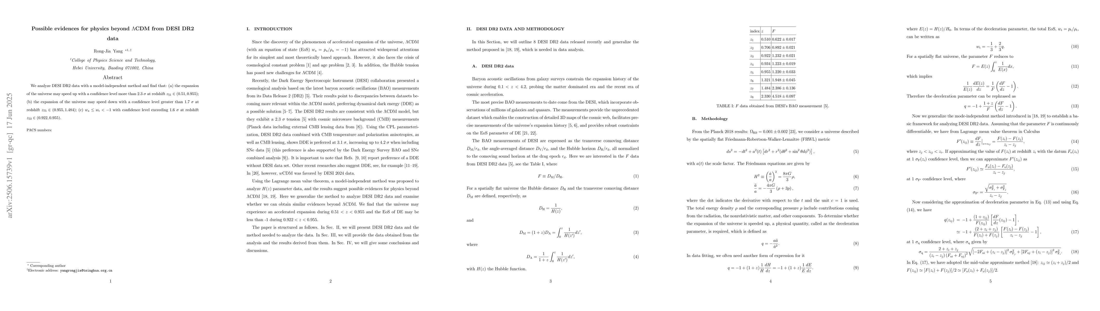 Thumbnail for Possible evidences for physics beyond $Λ$CDM from DESI DR2 data