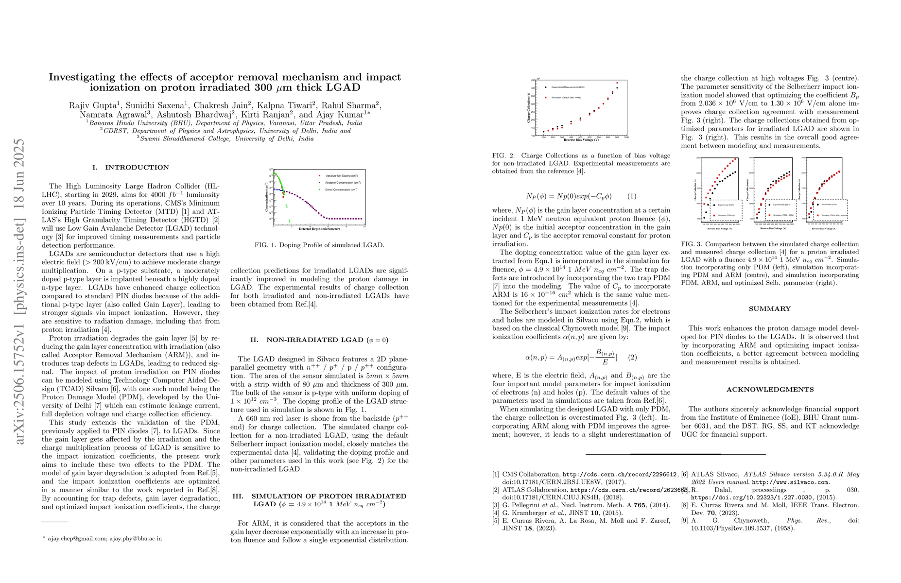 Thumbnail for Investigating the effects of acceptor removal mechanism and impact
  ionization on proton irradiated 300 $μ$m thick LGAD