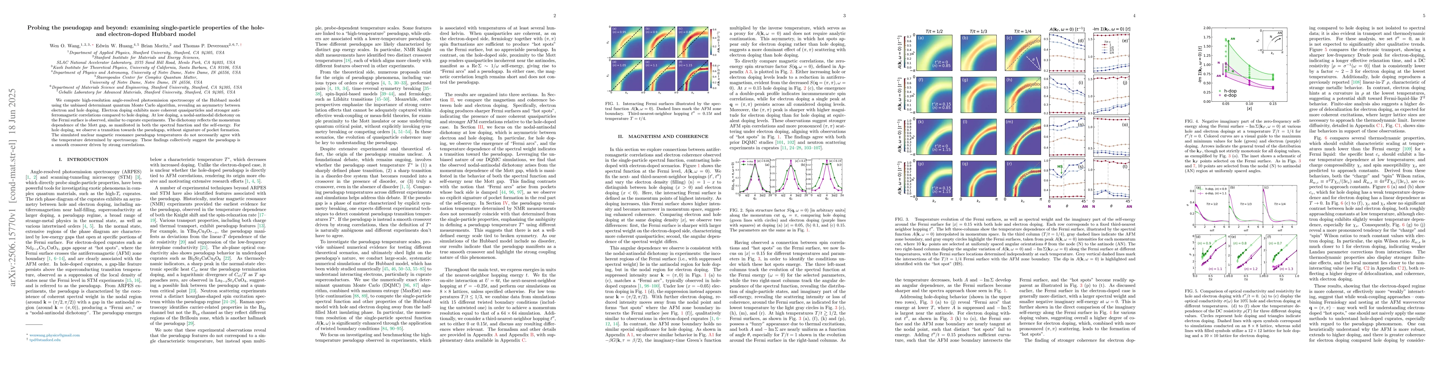Thumbnail for Probing the pseudogap and beyond: examining single-particle properties
  of the hole- and electron-doped Hubbard model
