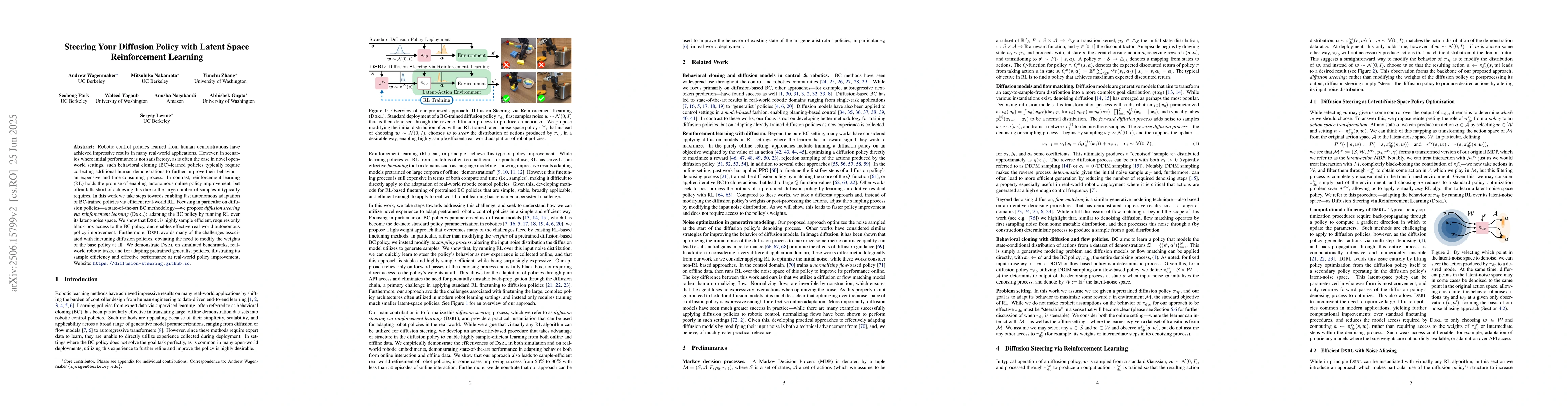 Thumbnail for Steering Your Diffusion Policy with Latent Space Reinforcement Learning