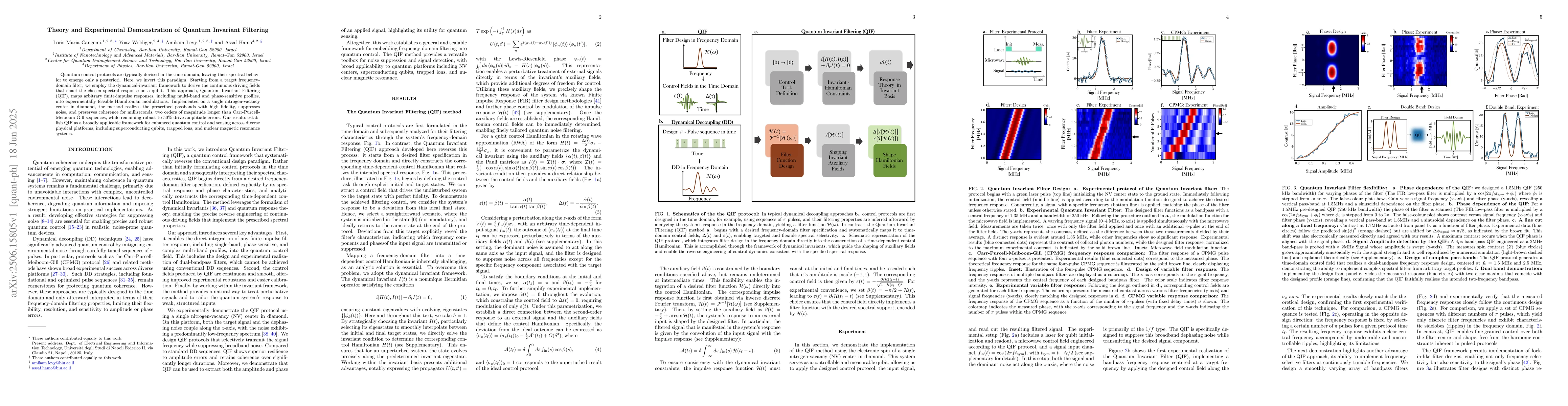 Thumbnail for Theory and Experimental Demonstration of Quantum Invariant Filtering