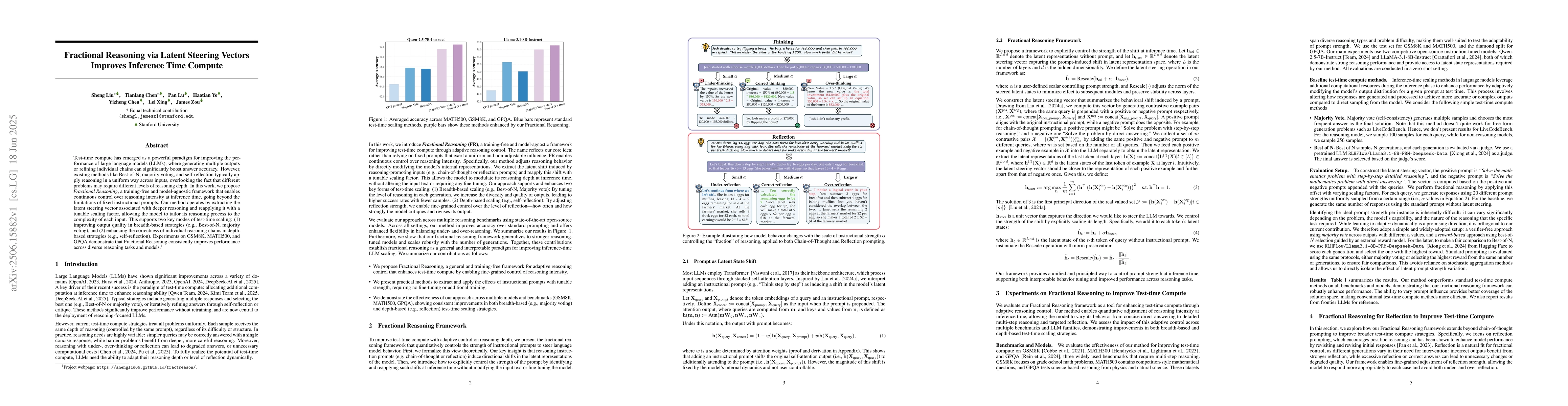 Thumbnail for Fractional Reasoning via Latent Steering Vectors Improves Inference Time
  Compute