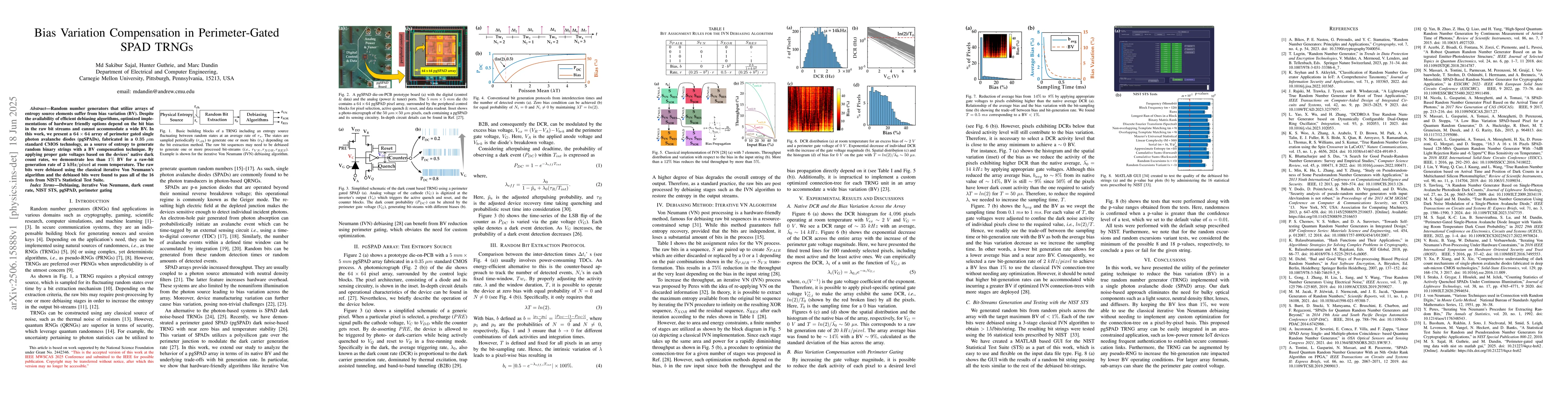 Thumbnail for Bias Variation Compensation in Perimeter-Gated SPAD TRNGs