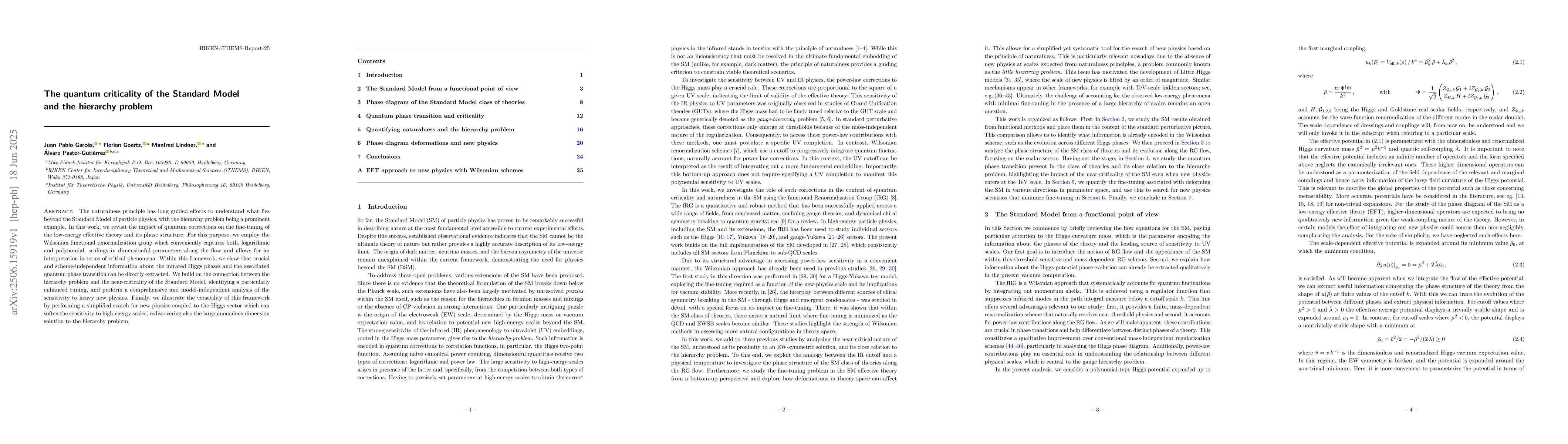 Thumbnail for The quantum criticality of the Standard Model and the hierarchy problem
