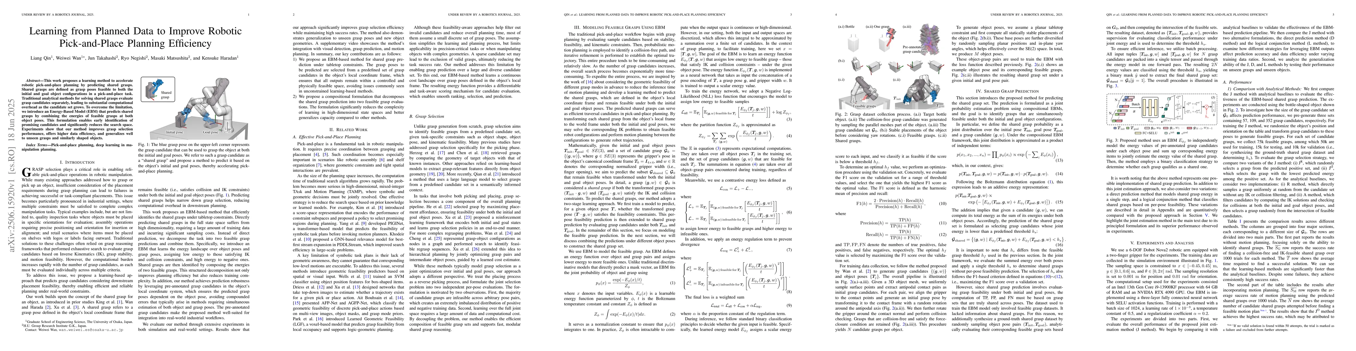 Thumbnail for Learning from Planned Data to Improve Robotic Pick-and-Place Planning
  Efficiency