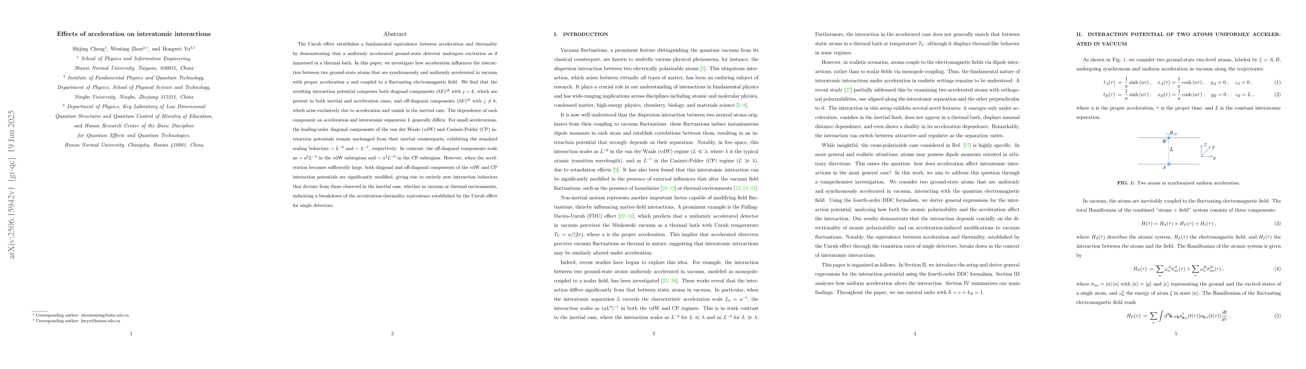 Thumbnail for Effects of acceleration on interatomic interactions