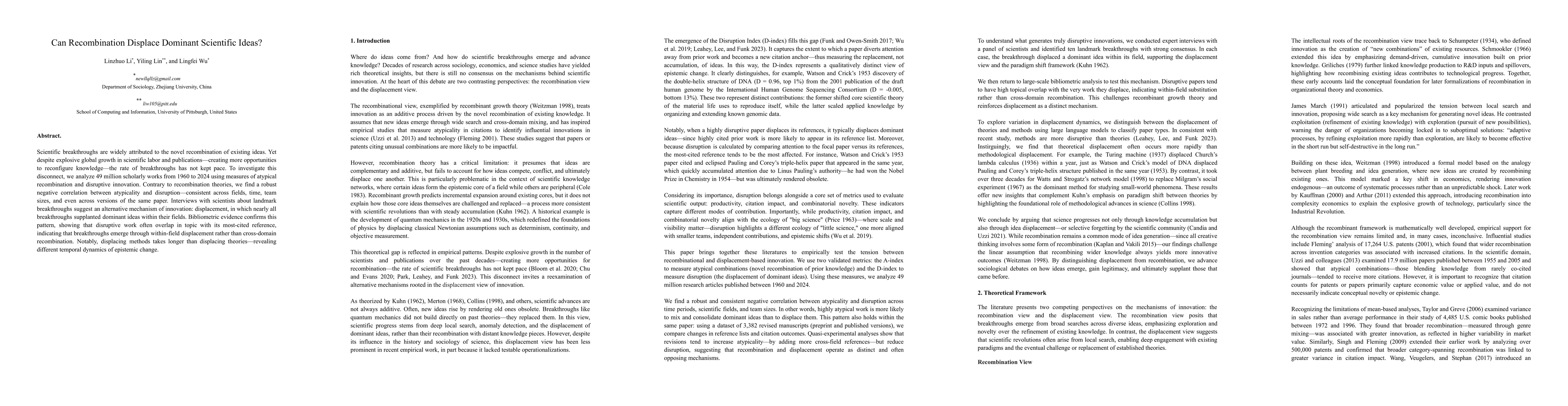 Thumbnail for Can Recombination Displace Dominant Scientific Ideas