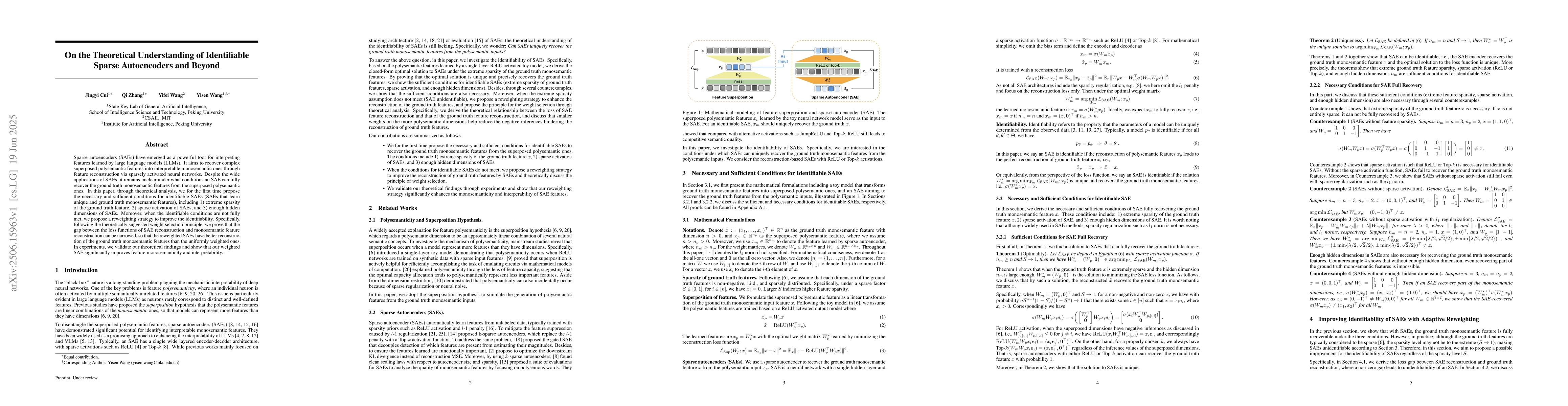 Thumbnail for On the Theoretical Understanding of Identifiable Sparse Autoencoders and
  Beyond