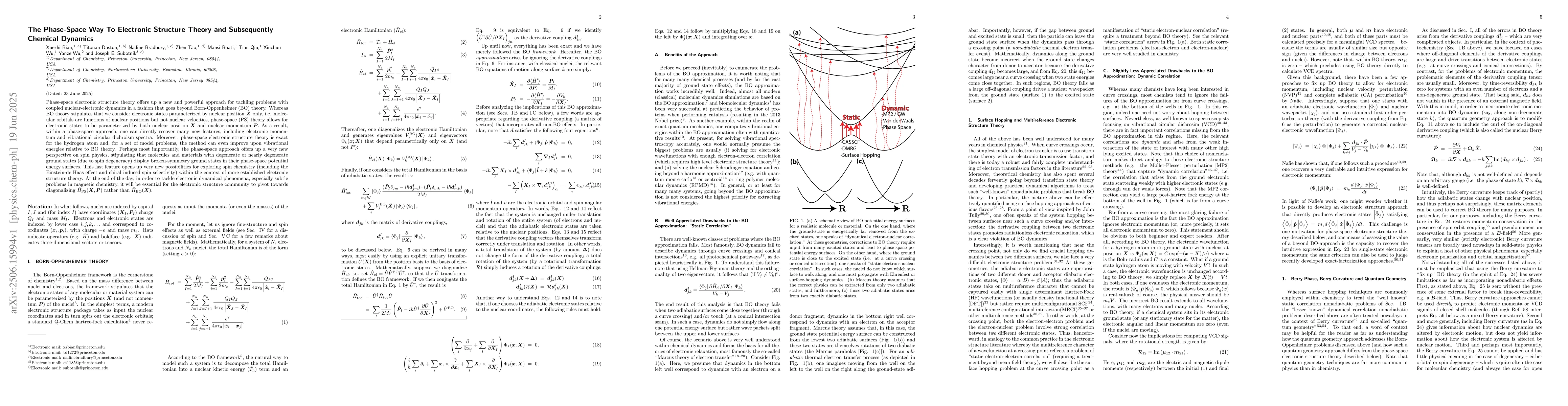 Thumbnail for The Phase-Space Way To Electronic Structure Theory and Subsequently
  Chemical Dynamics