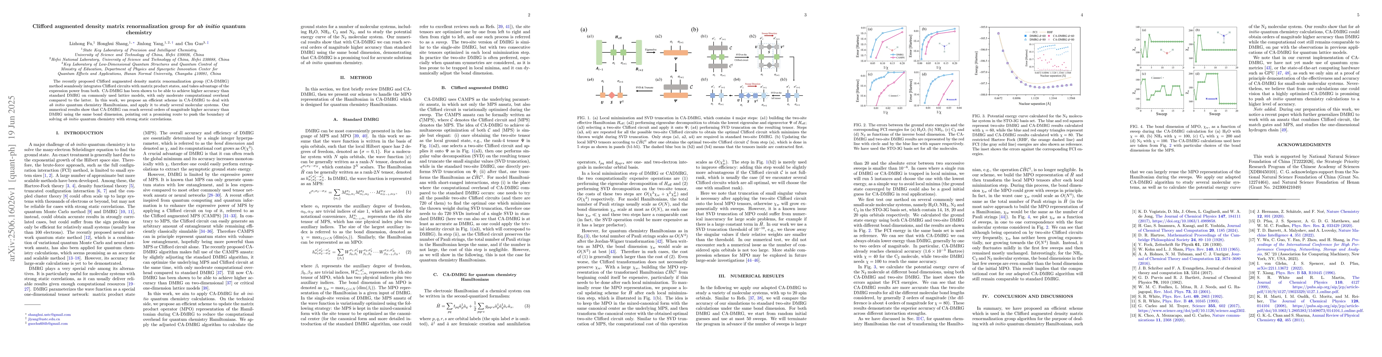 Thumbnail for Clifford augmented density matrix renormalization group for \textit{ab
  initio} quantum chemistry