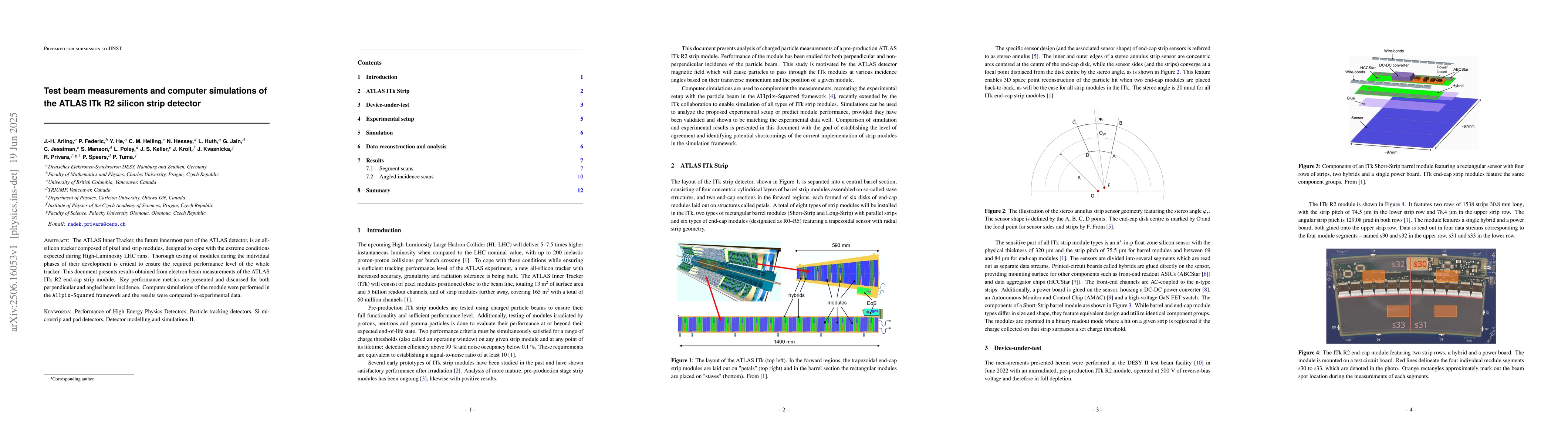 Thumbnail for Test beam measurements and computer simulations of the ATLAS ITk R2
  silicon strip detector