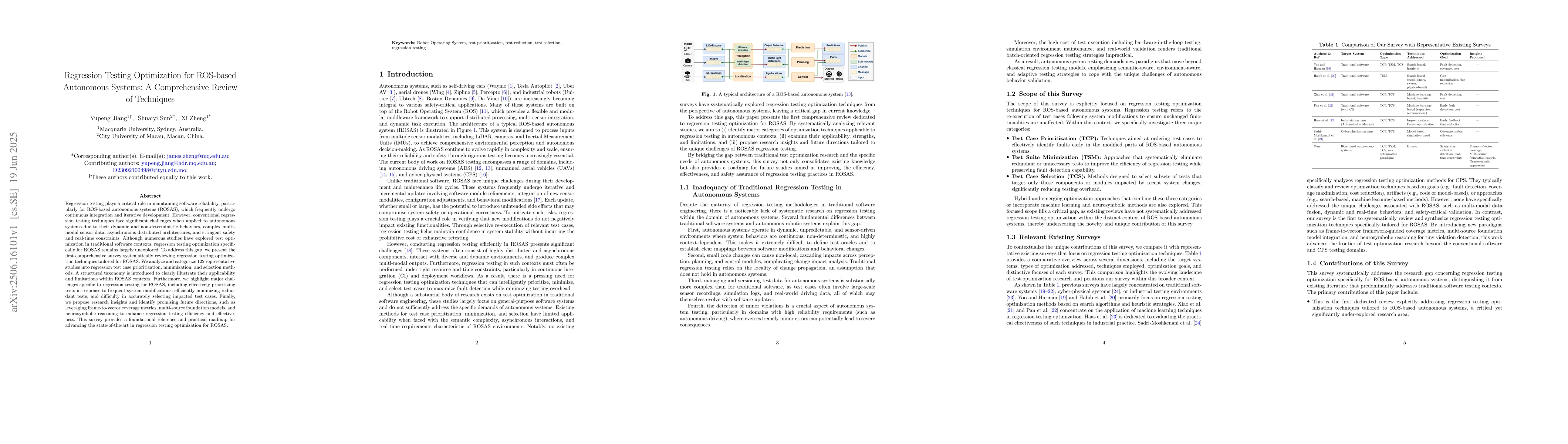 Thumbnail for Regression Testing Optimization for ROS-based Autonomous Systems: A
  Comprehensive Review of Techniques