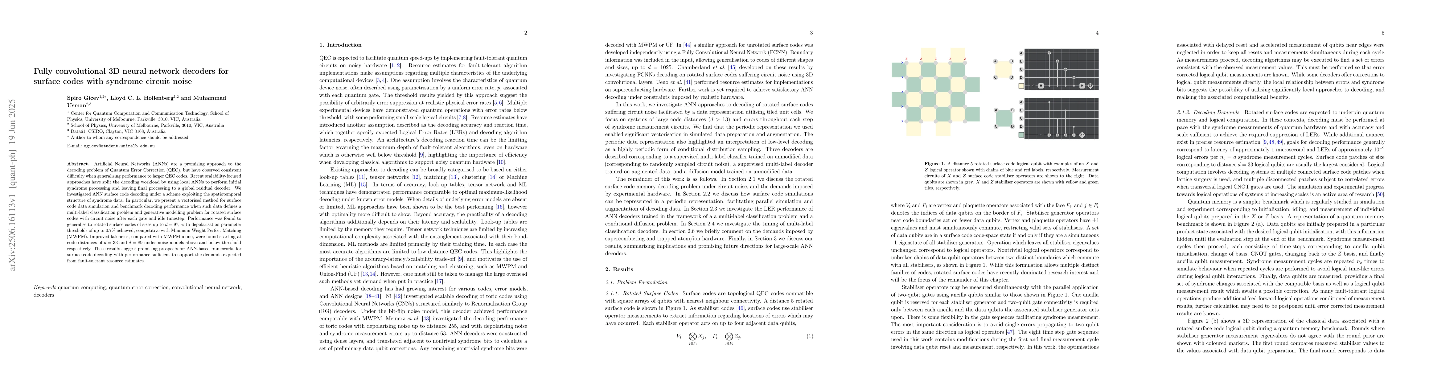 Thumbnail for Fully convolutional 3D neural network decoders for surface codes with
  syndrome circuit noise