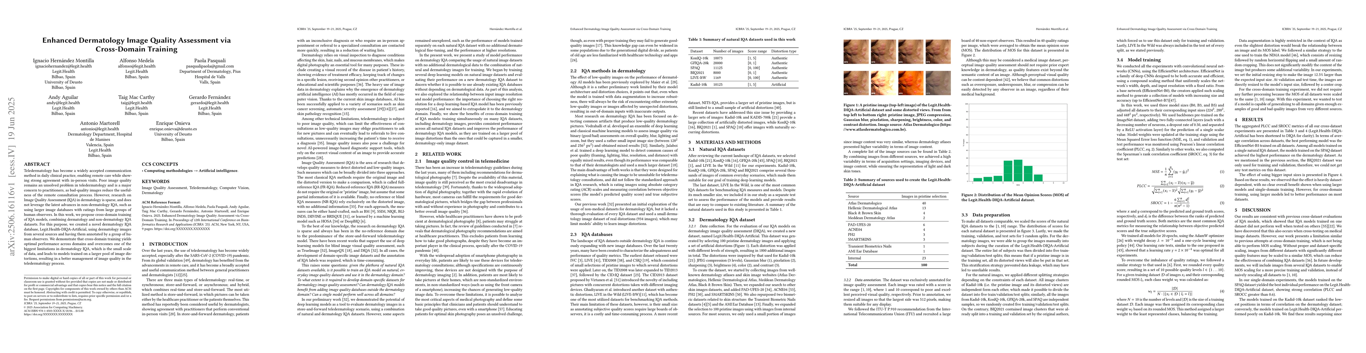 Thumbnail for Enhanced Dermatology Image Quality Assessment via Cross-Domain Training