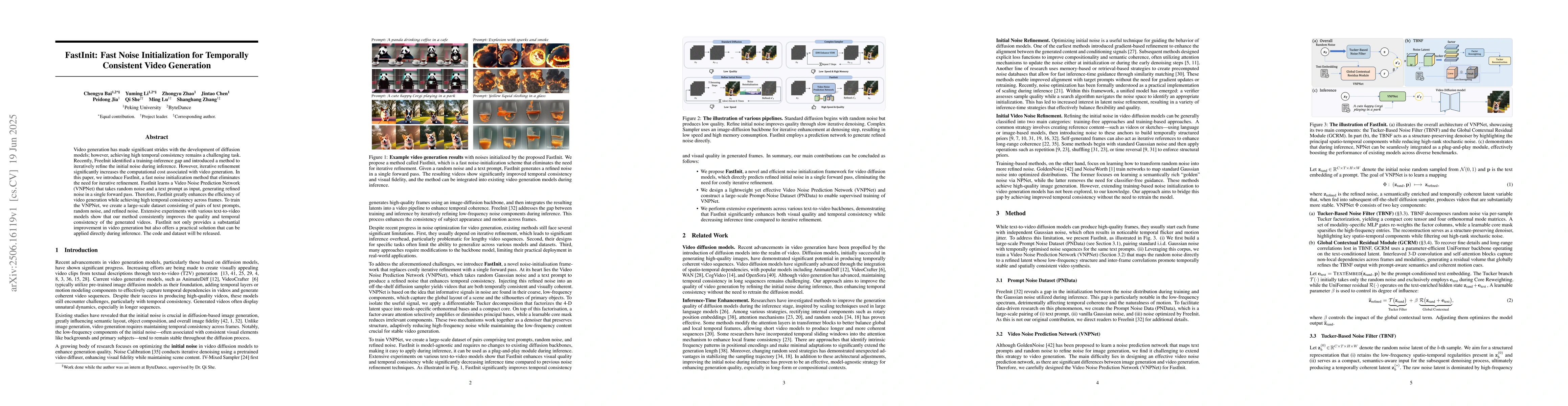 Thumbnail for FastInit: Fast Noise Initialization for Temporally Consistent Video
  Generation