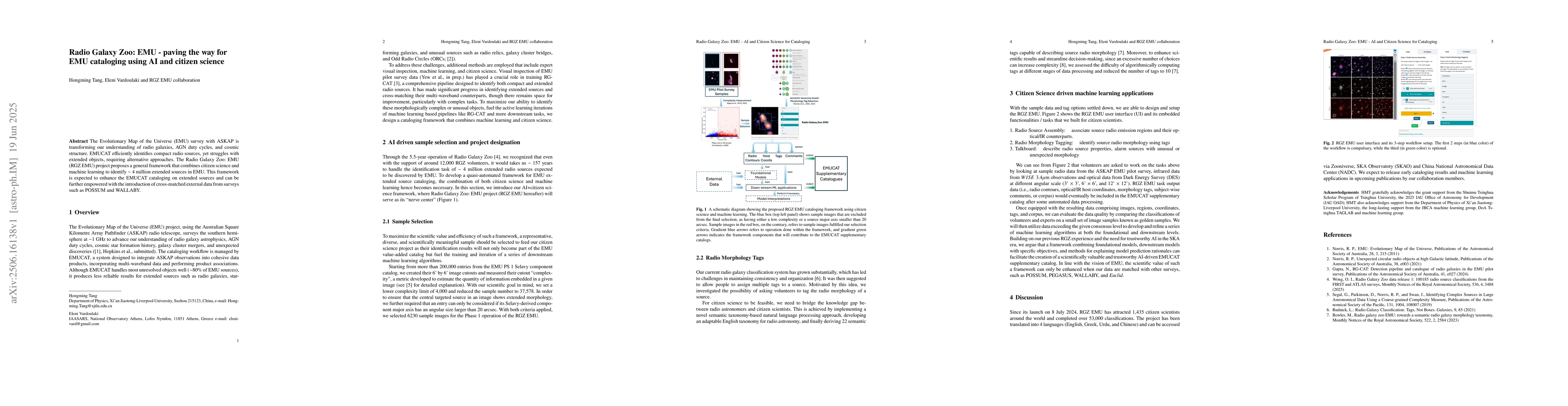 Thumbnail for Radio Galaxy Zoo: EMU -- paving the way for EMU cataloging using AI and
  citizen science
