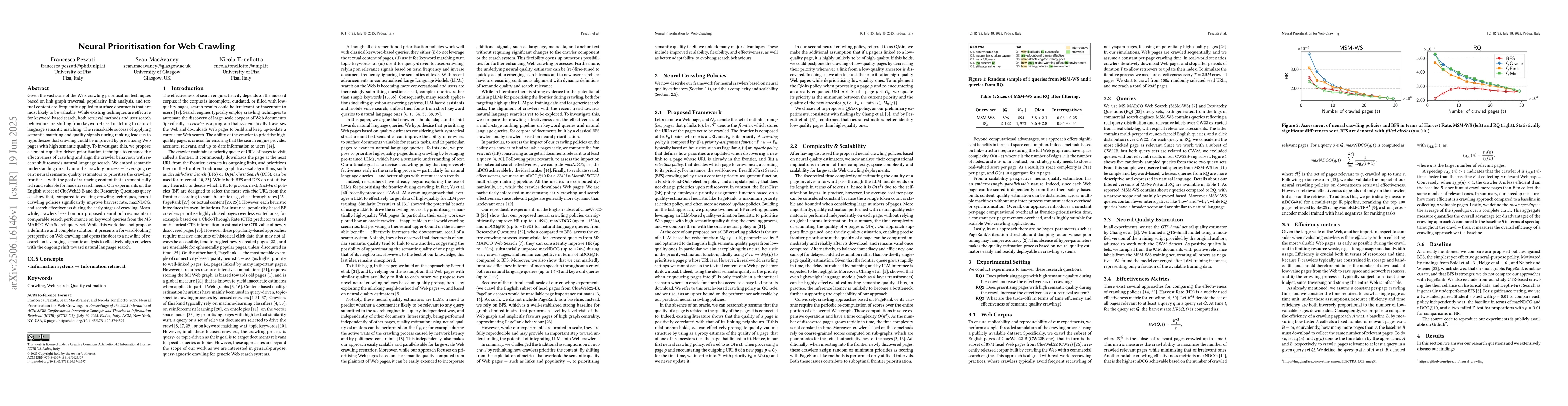 Thumbnail for Neural Prioritisation for Web Crawling