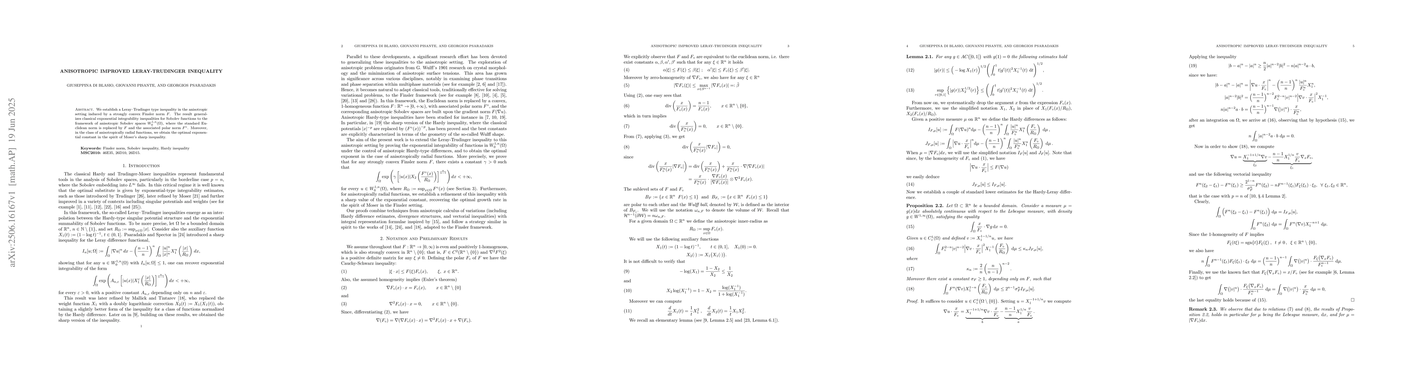 Thumbnail for Anisotropic Improved Leray-Trudinger Inequality