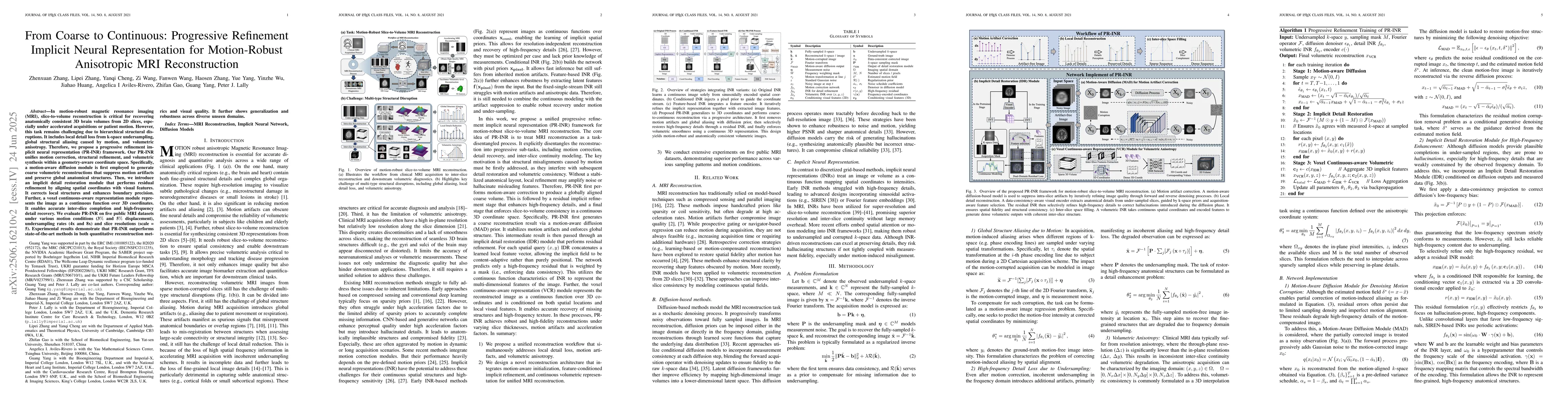 Thumbnail for From Coarse to Continuous: Progressive Refinement Implicit Neural
  Representation for Motion-Robust Anisotropic MRI Reconstruction