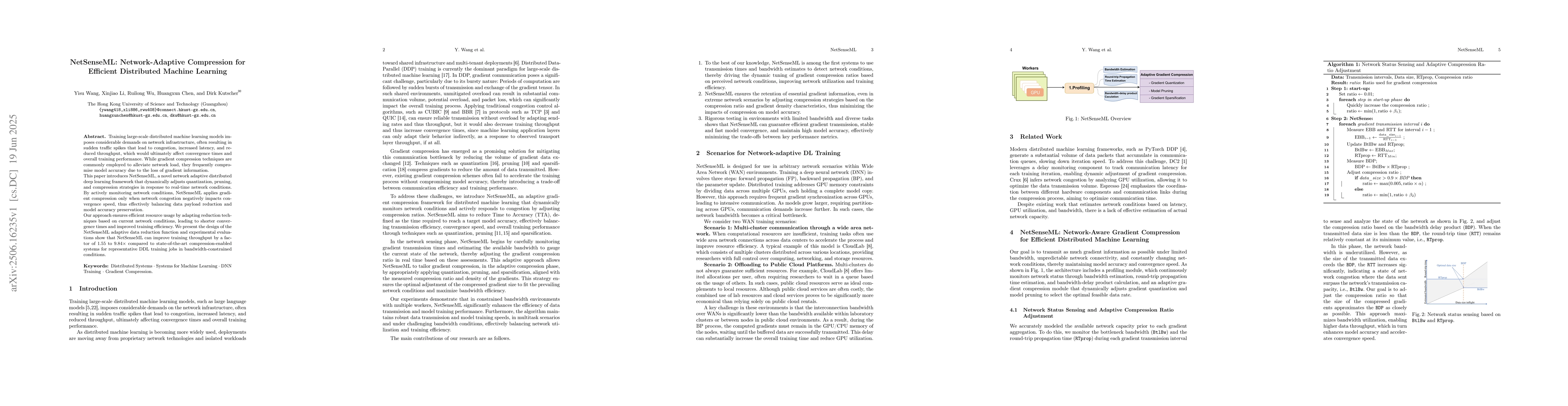 Thumbnail for NetSenseML: Network-Adaptive Compression for Efficient Distributed
  Machine Learning