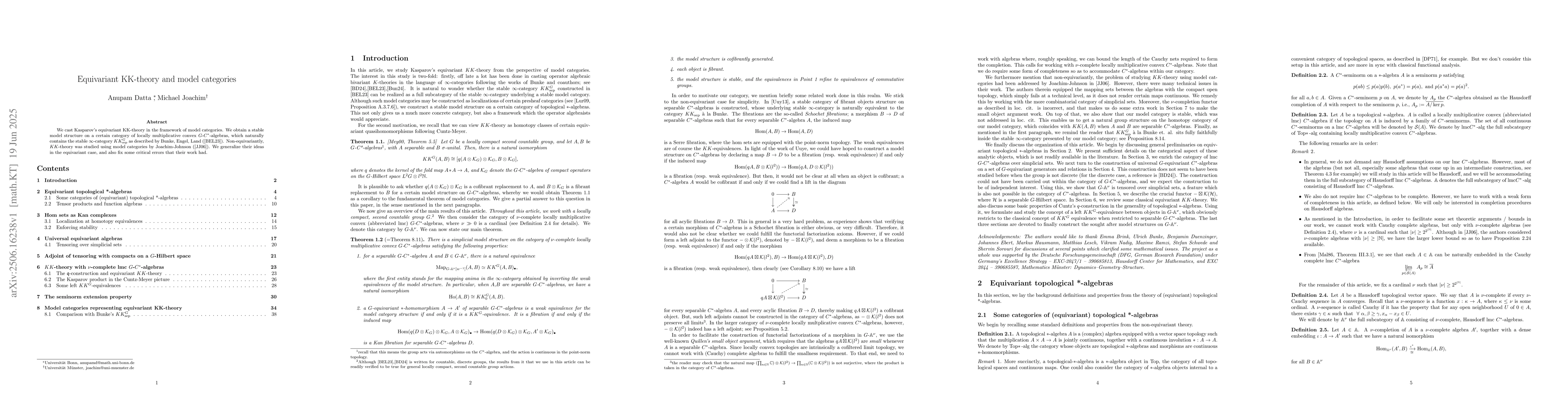 Thumbnail for Equivariant $KK$-theory and model categories