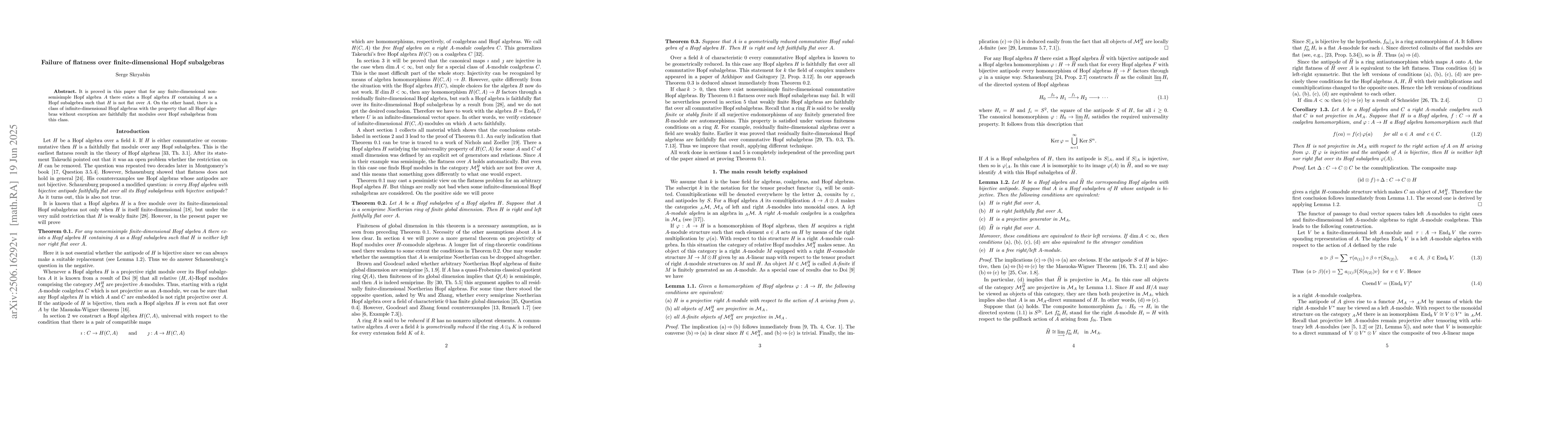 Thumbnail for Failure of flatness over finite-dimensional Hopf subalgebras