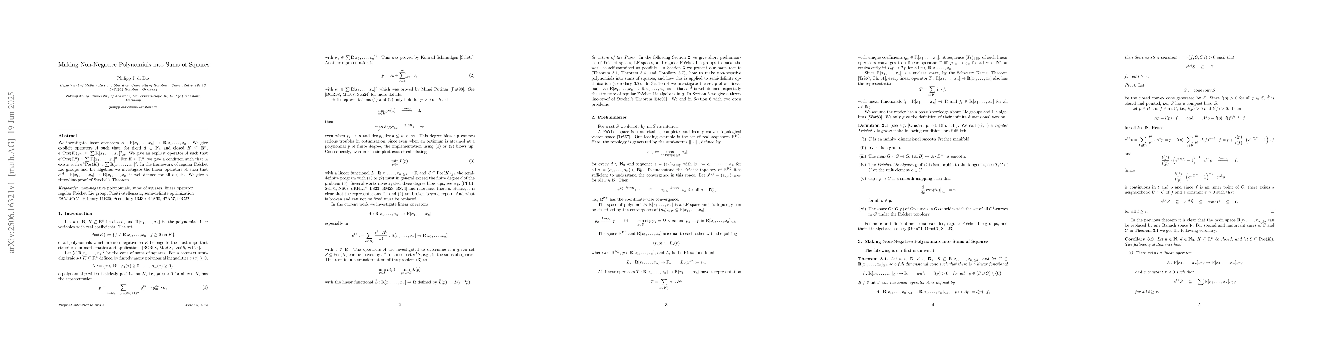 Thumbnail for Making Non-Negative Polynomials into Sums of Squares