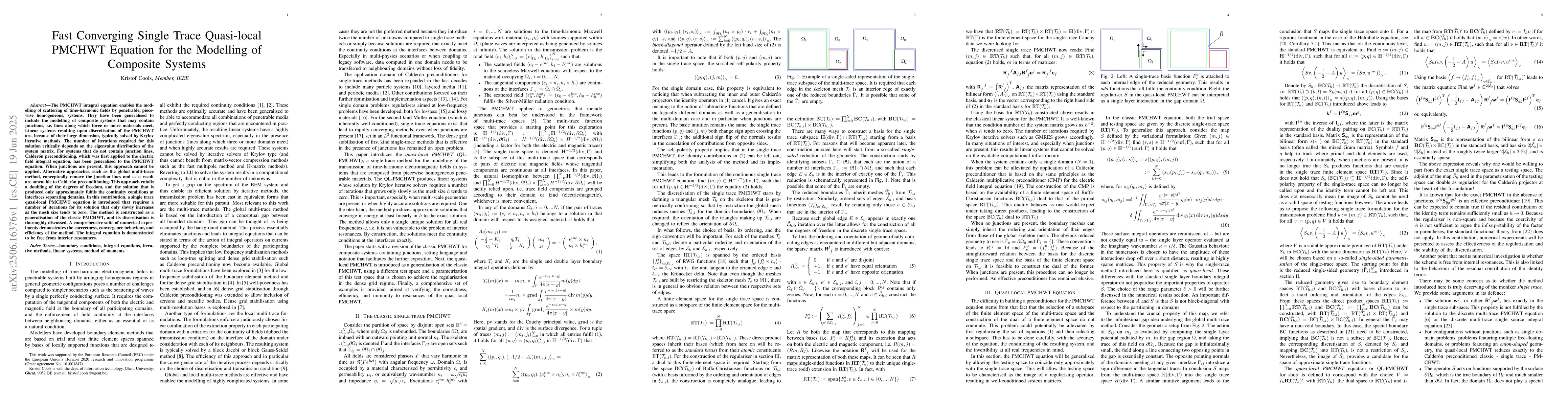 Thumbnail for Fast Converging Single Trace Quasi-local PMCHWT Equation for the
  Modelling of Composite Systems