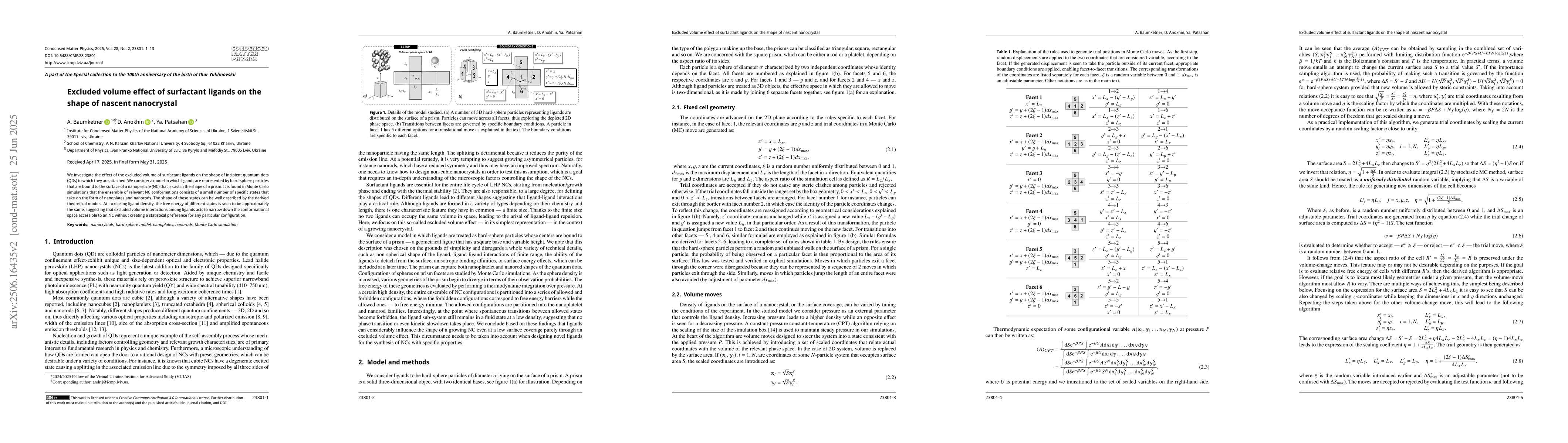 Thumbnail for Excluded volume effect of surfactant ligands on the shape of nascent
  nanocrystal