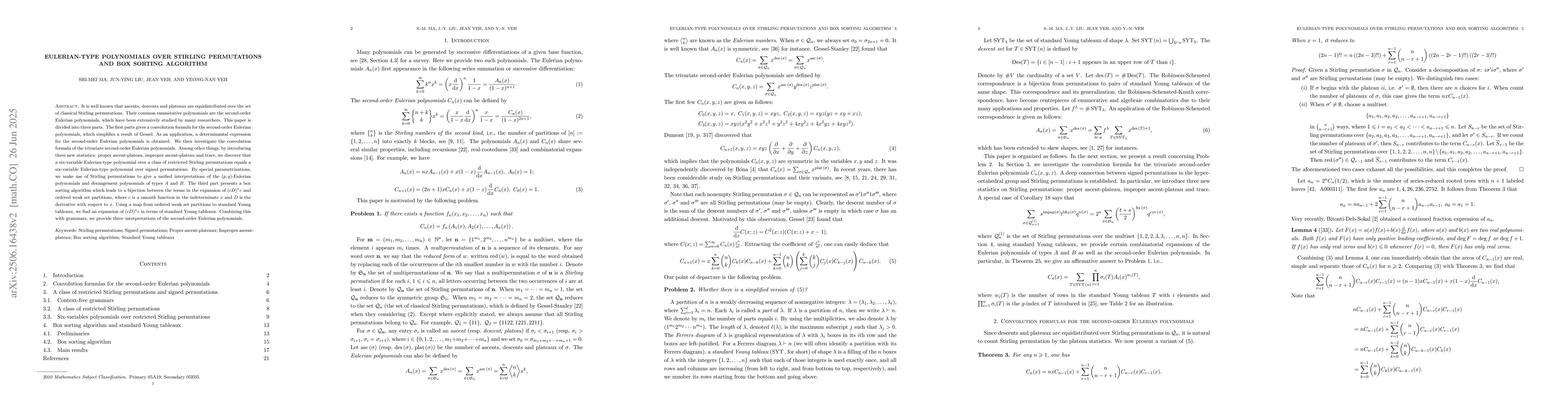 Thumbnail for Eulerian-type polynomials over Stirling permutations and box sorting
  algorithm
