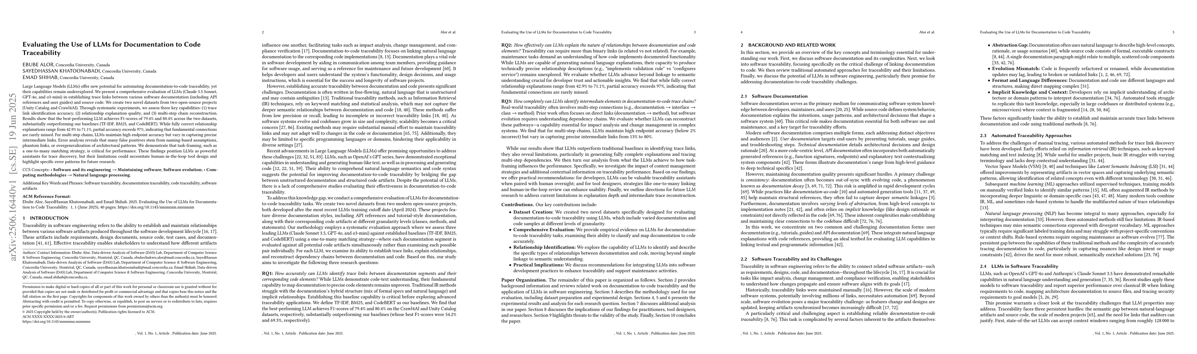Thumbnail for Evaluating the Use of LLMs for Documentation to Code Traceability