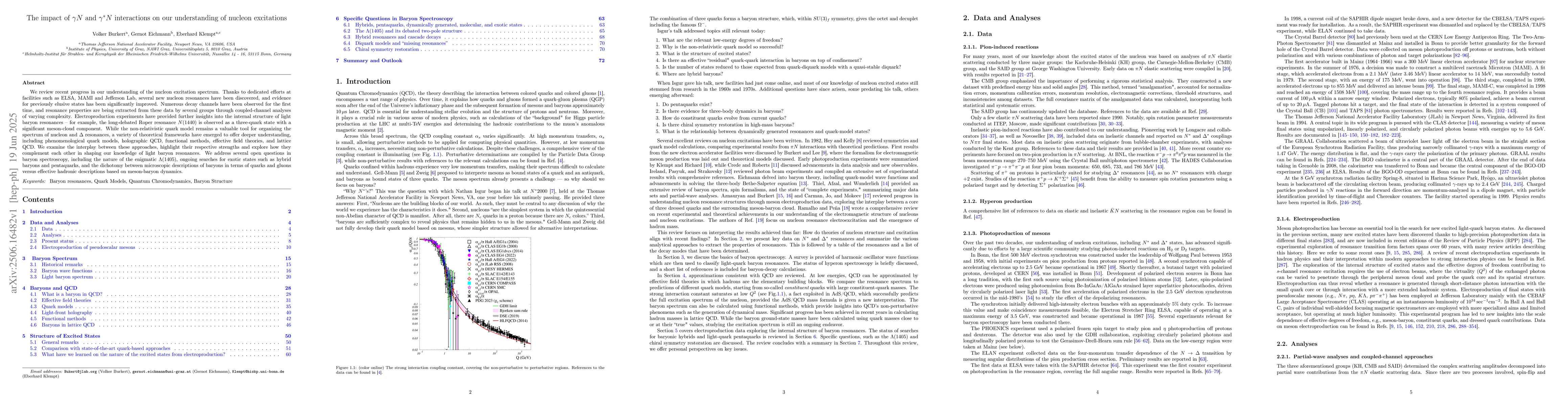 Thumbnail for The impact of $γN$ and $γ^* N$ interactions on our
  understanding of nucleon excitations