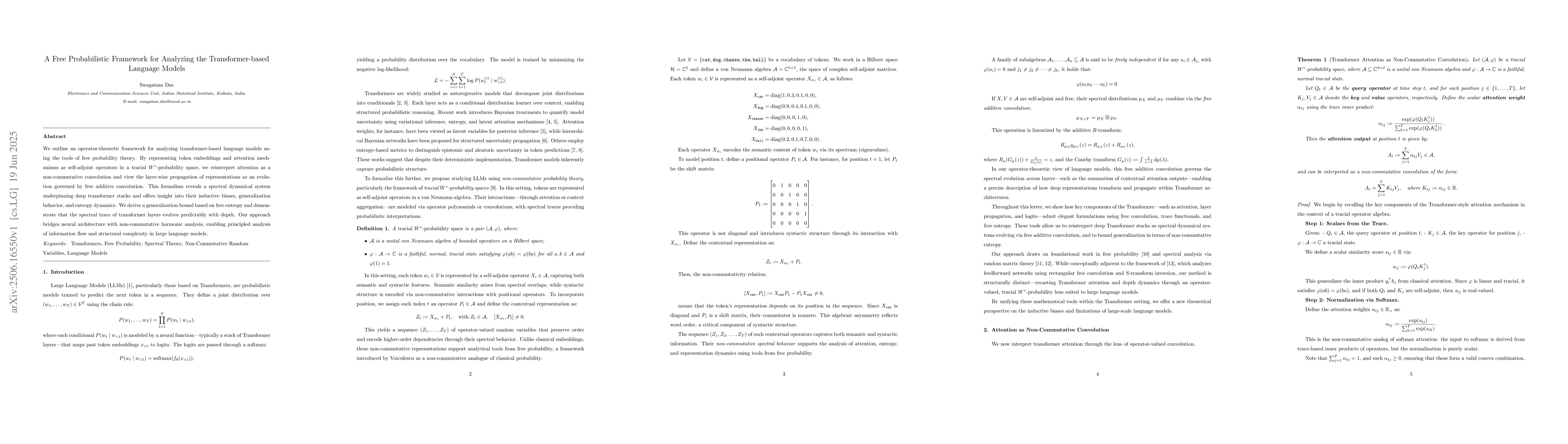 Thumbnail for A Free Probabilistic Framework for Analyzing the Transformer-based
  Language Models