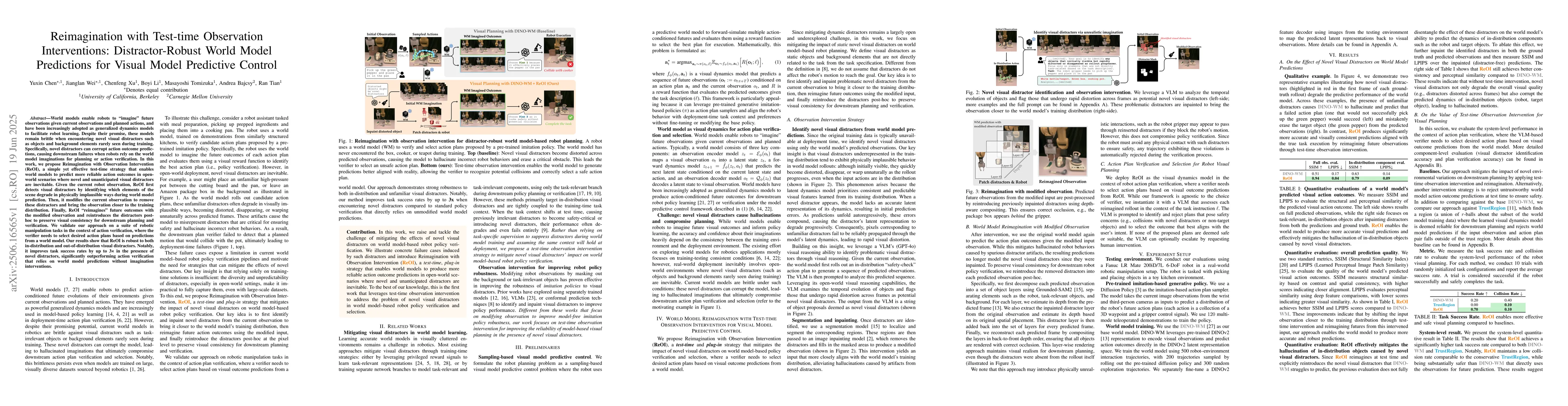 Thumbnail for Reimagination with Test-time Observation Interventions:
  Distractor-Robust World Model Predictions for Visual Model Predictive Control