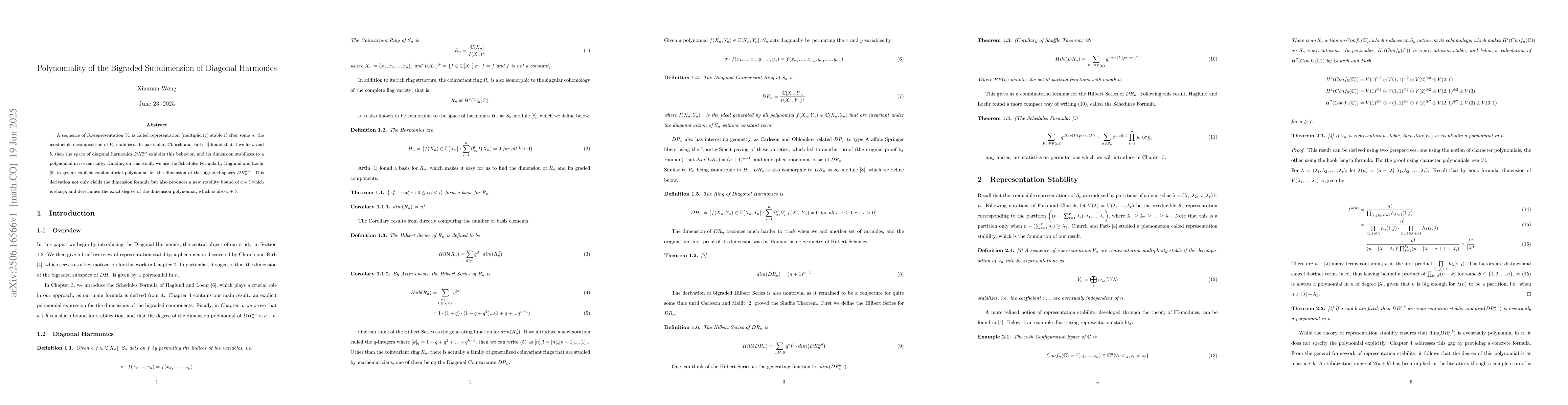 Thumbnail for Polynomiality of the Bigraded Subdimension of Diagonal Harmonics