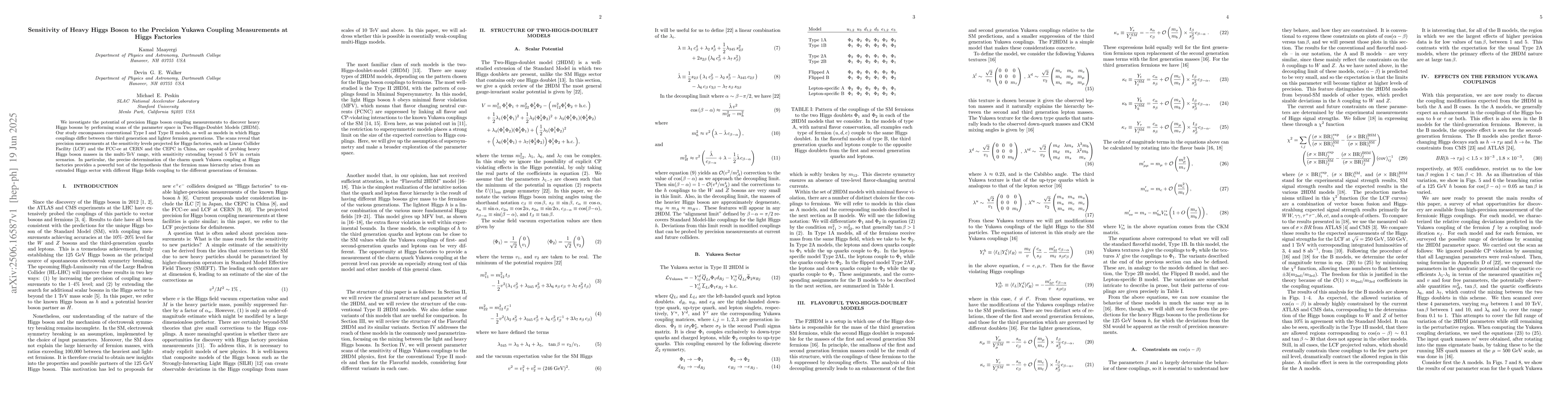 Thumbnail for Sensitivity of Heavy Higgs Boson to the Precision Yukawa Coupling
  Measurements at Higgs Factories