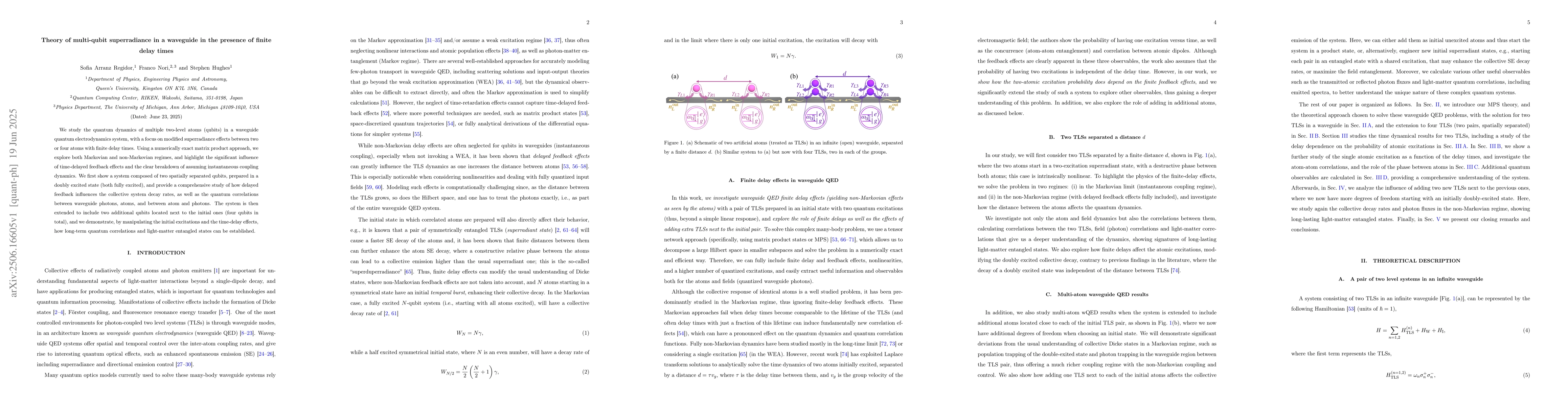 Thumbnail for Theory of multi-qubit superradiance in a waveguide in the presence of
  finite delay times