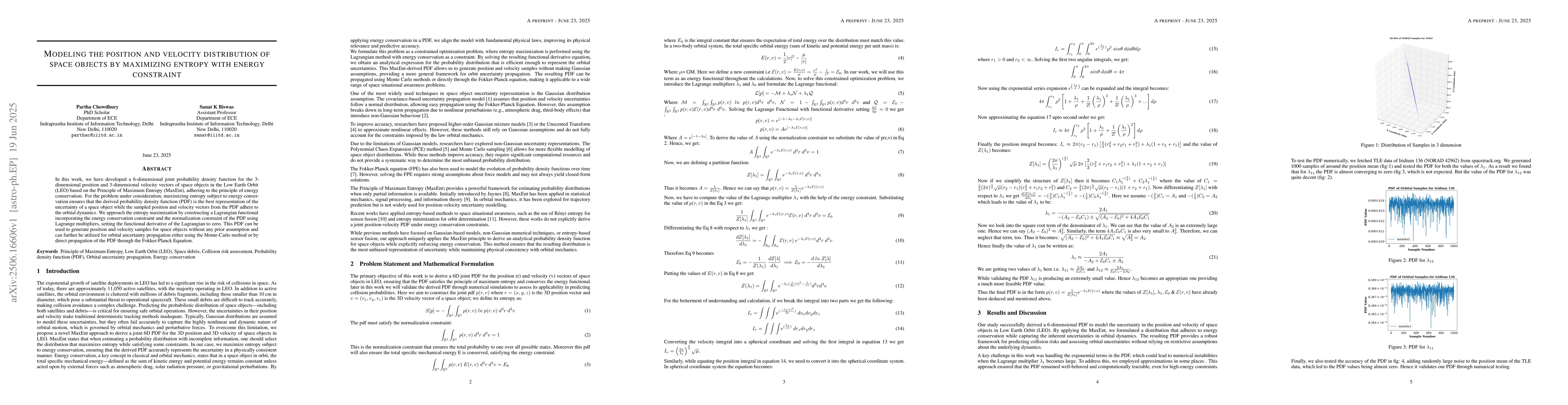 Thumbnail for Modeling the position and velocity distribution of space objects by
  maximizing entropy with energy constraint