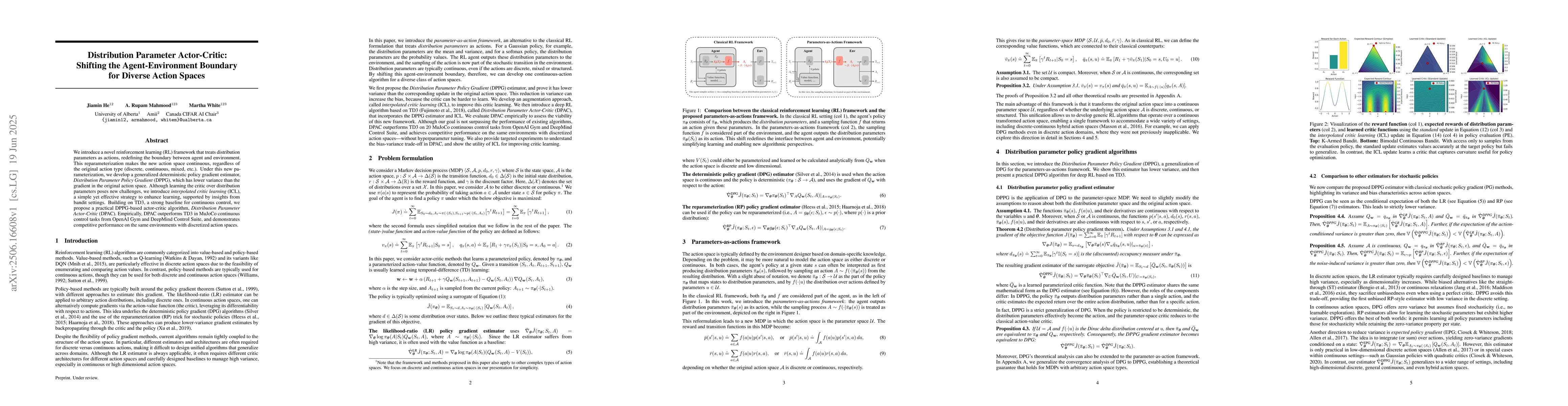 Thumbnail for Distribution Parameter Actor-Critic: Shifting the Agent-Environment
  Boundary for Diverse Action Spaces
