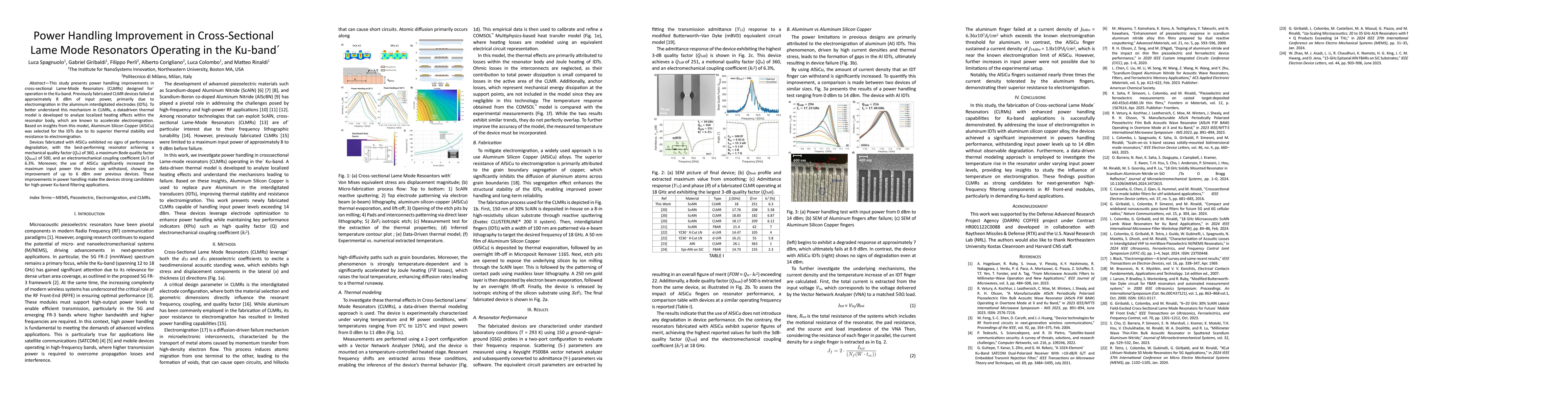 Thumbnail for Power Handling Improvement in Cross-Sectional Lame Mode Resonators
  Operating in the Ku-band