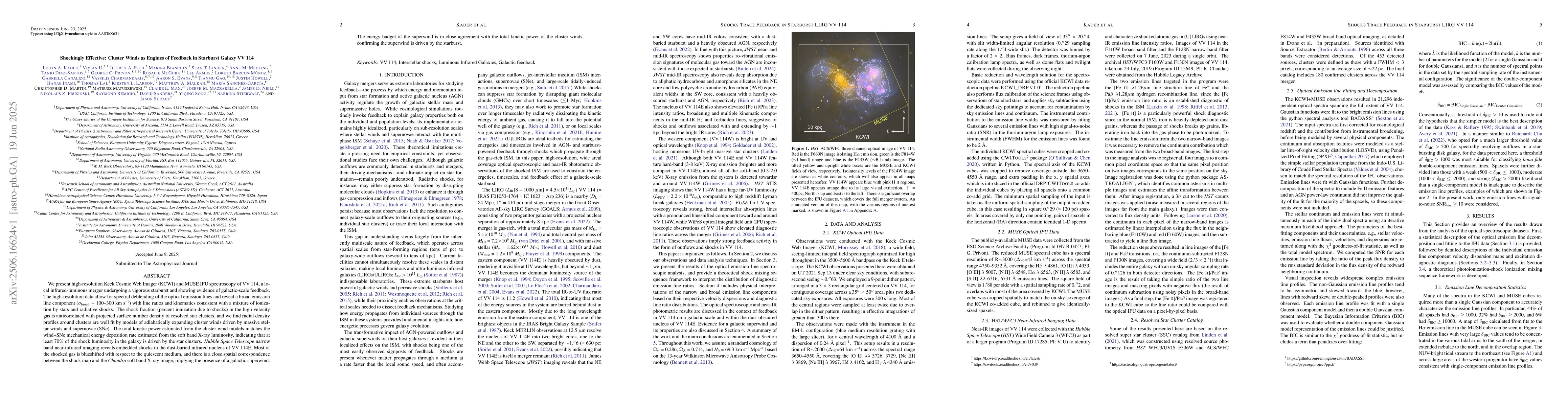 Thumbnail for Shockingly Effective: Cluster Winds as Engines of Feedback in Starburst
  Galaxy VV 114