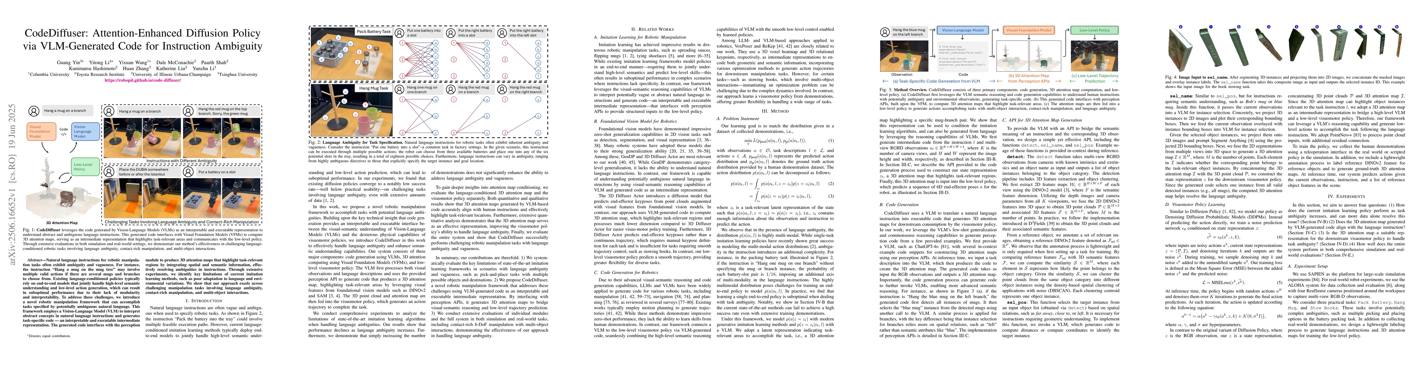 Thumbnail for CodeDiffuser: Attention-Enhanced Diffusion Policy via VLM-Generated Code
  for Instruction Ambiguity