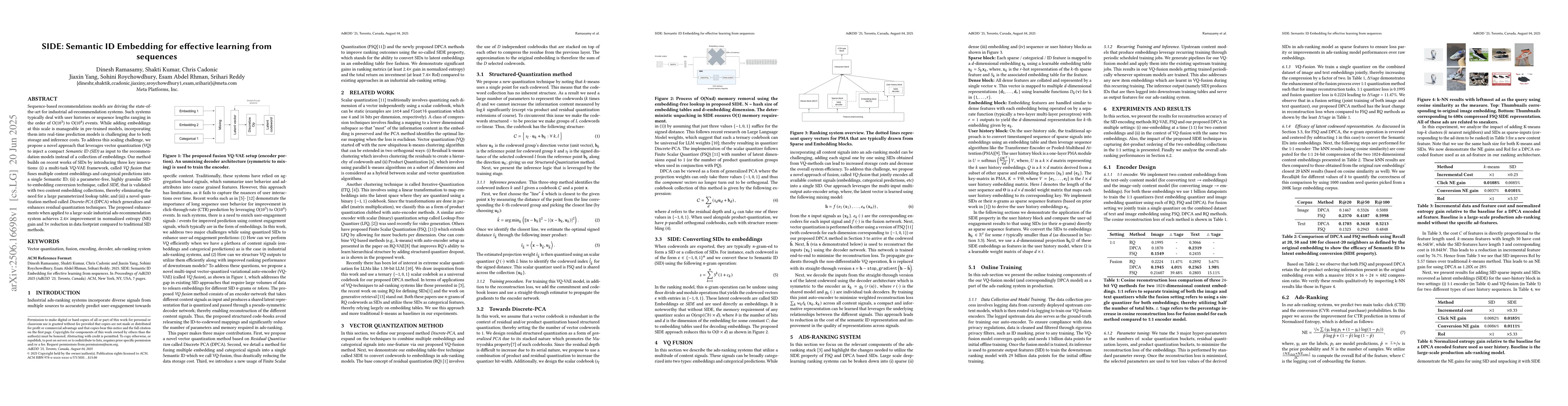 Thumbnail for SIDE: Semantic ID Embedding for effective learning from sequences