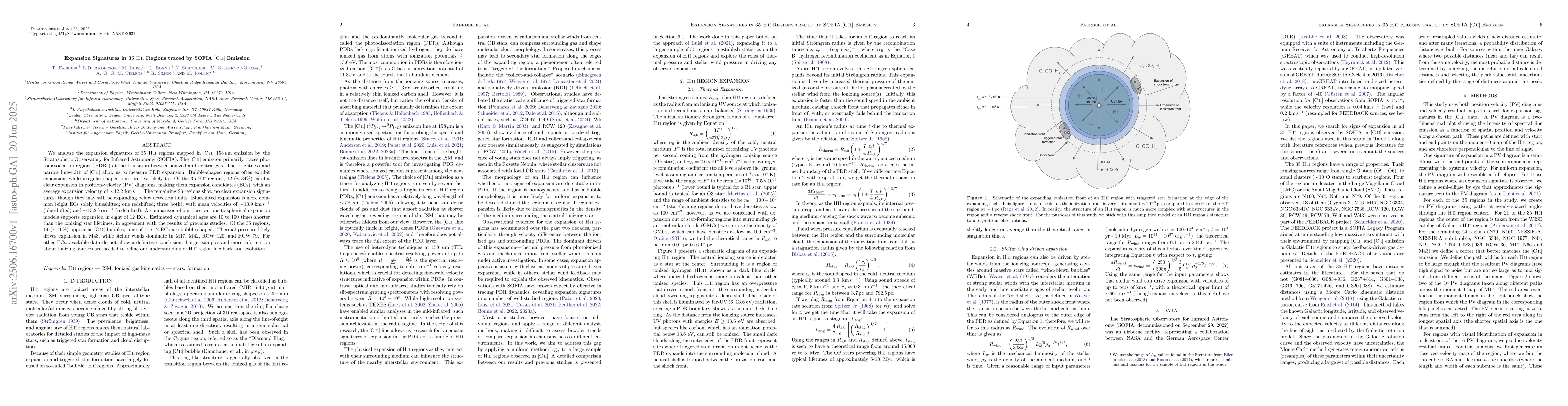 Thumbnail for Expansion Signatures in 35 HII Regions traced by SOFIA [CII] Emission